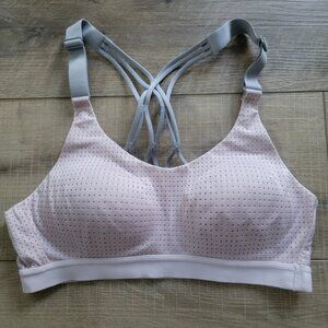 Victoria’s Secret 34A Pink Gray Lightweight Sports Bra Strappy Back. Gym